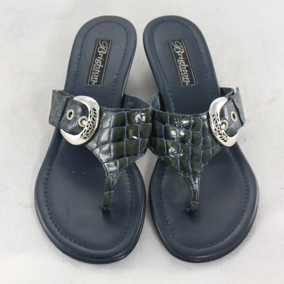 Brighton Shoes - New BRIGHTON Lark Croc Embossed Thong Sandals